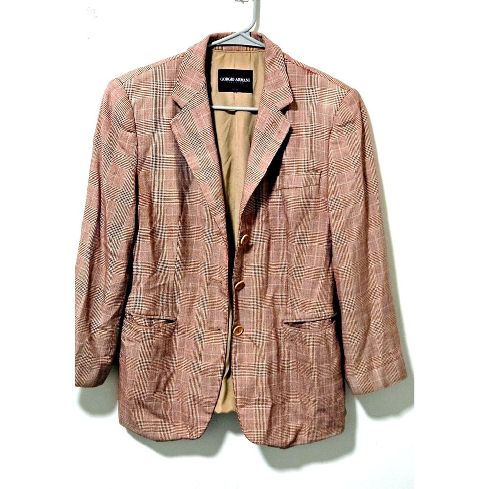 Giorgio Armani Classico Vintage Wool Plaid Blazer Men's Made in Italy